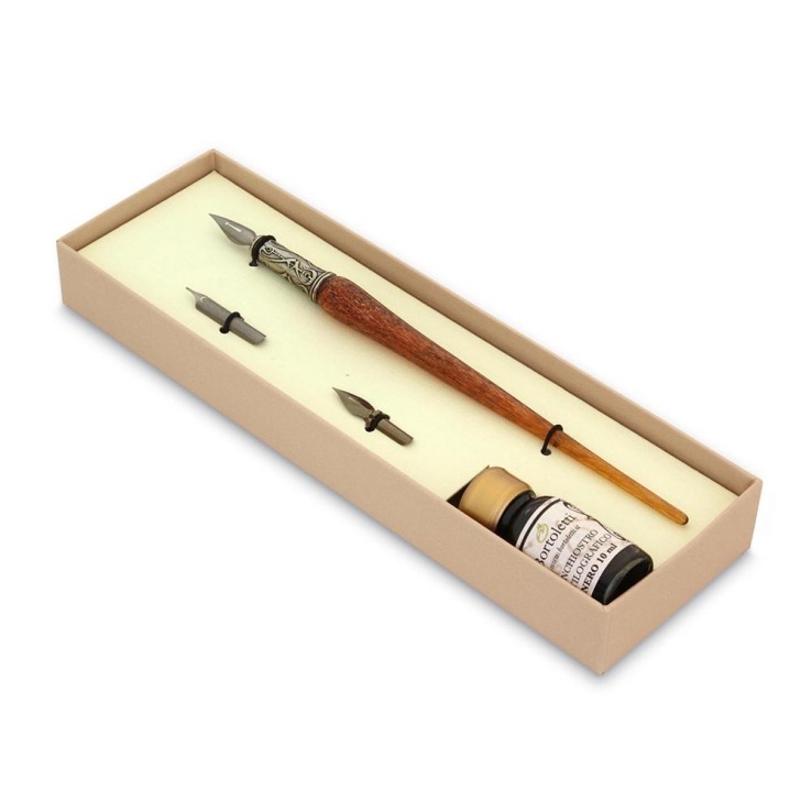 Penna calligrafica in rame e vetro