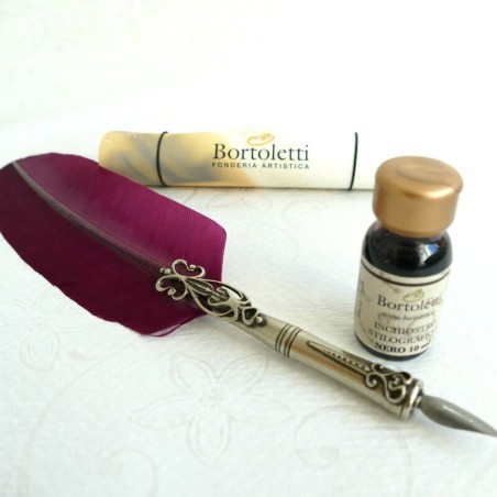 Plume d'oie, deux pointes et encre