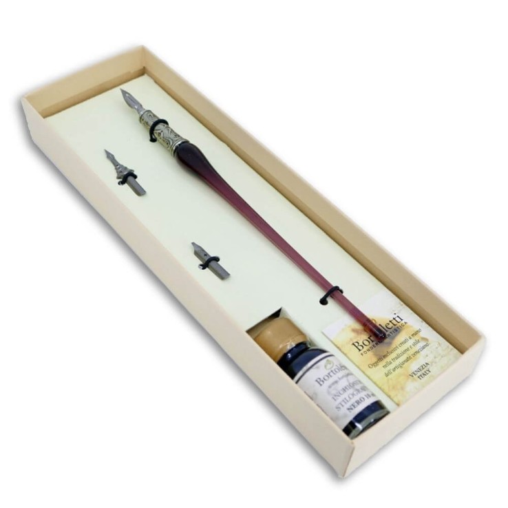 Penna calligrafica in vetro - 9 colori