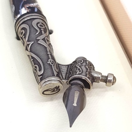 Skrå kalligrafisk pen - glas sølvblad