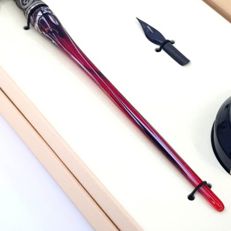 Stylo de calligraphie oblique - feuille d'argent en verre