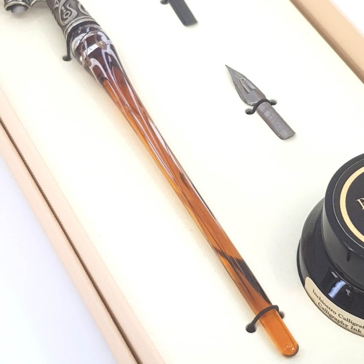 Sned kalligrafi penna - glas bladsilver