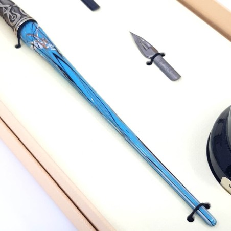 Stylo de calligraphie oblique - feuille d'argent en verre