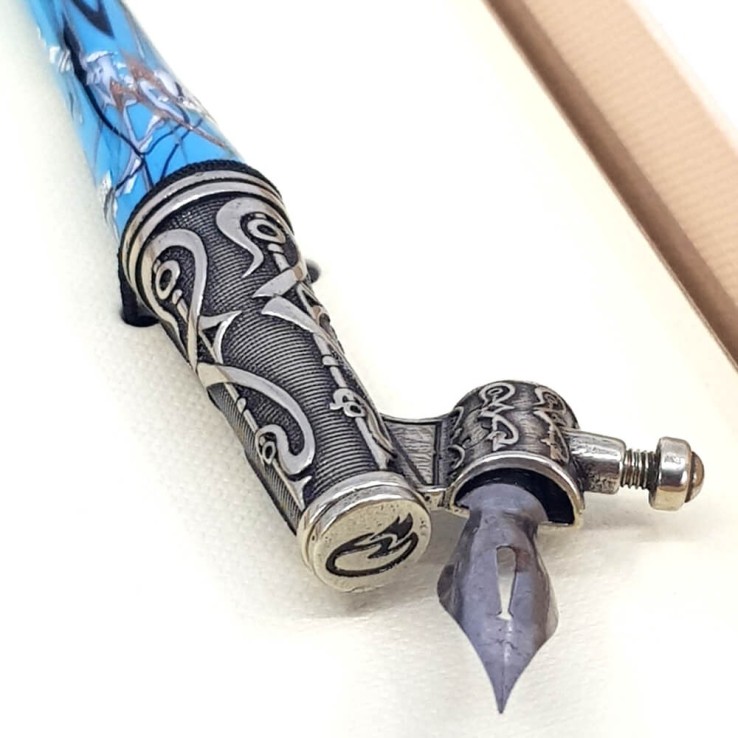 Oblique calligraphy pen - glass silver leaf