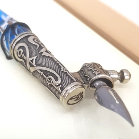 Skrå kalligrafisk pen - glas sølvblad