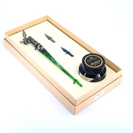 Oblique calligraphy pen - glass silver leaf