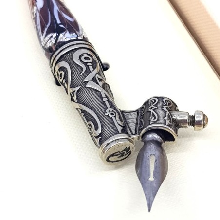 Skrå kalligrafisk pen - glas sølvblad