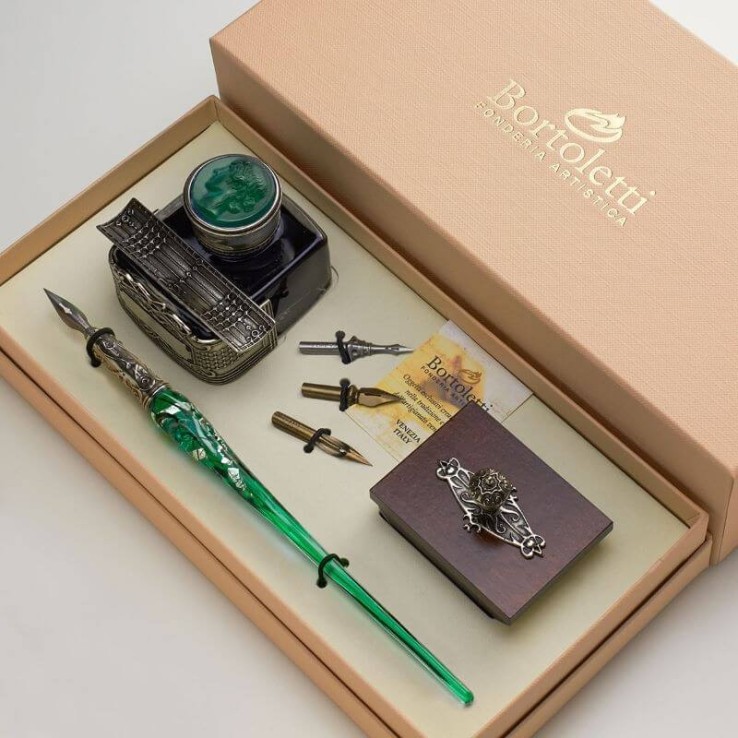 Glass Pen Calligraphy Desk Set - Priuli