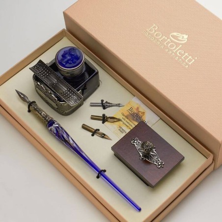 Glazen kalligrafiepen bureauset - Priuli