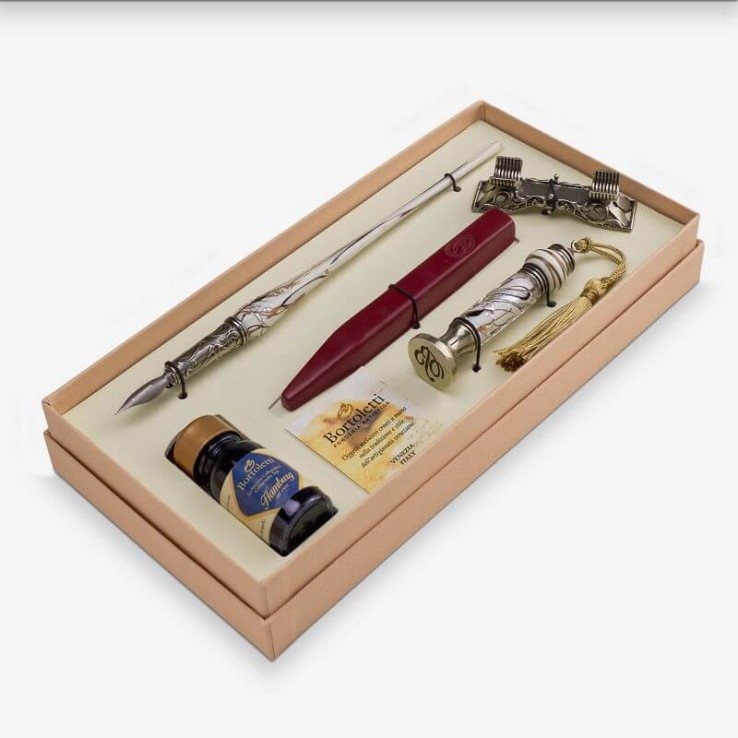 Stylo en verre, cachet de cire - Leopardi