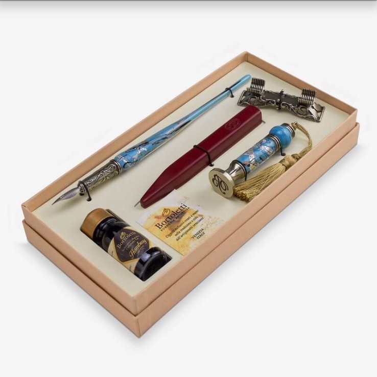 Glass pen, wax seal - Leopardi