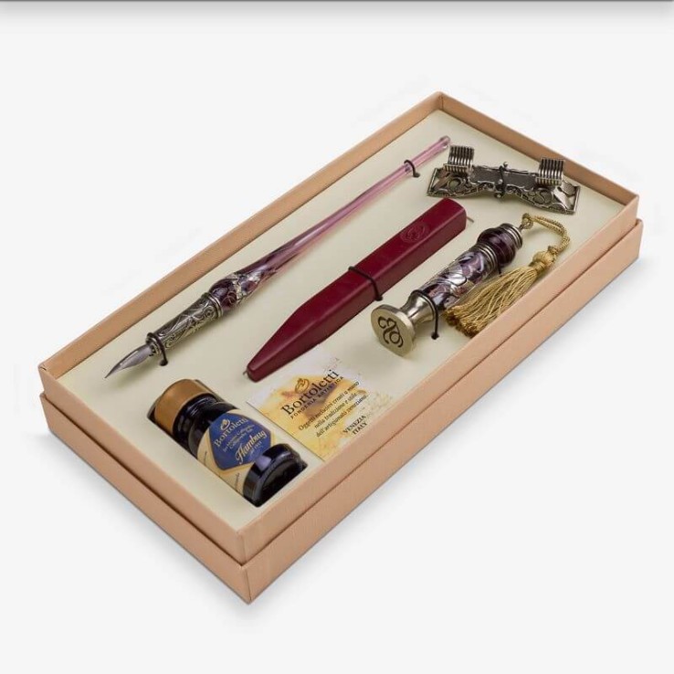 Glass pen, wax seal - Leopardi