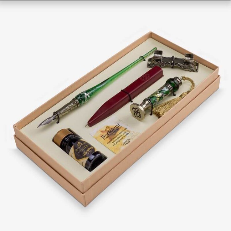 Glass pen, wax seal - Leopardi