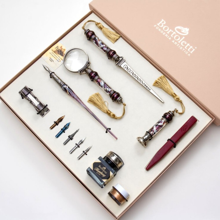 Komplettes Kalligraphie-Set aus Glas – Cornaro