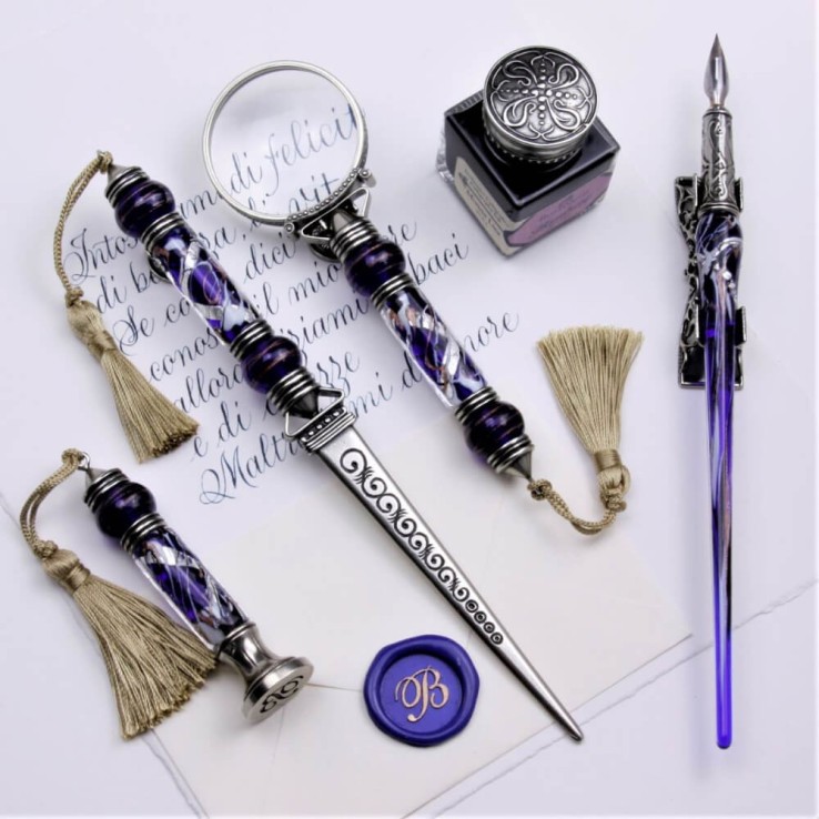 Complete glazen kalligrafieset - Cornaro