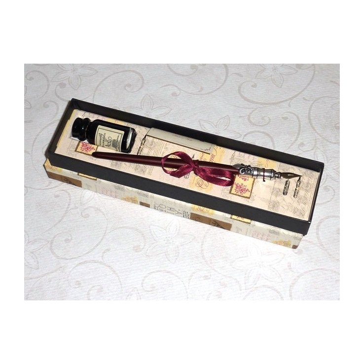 Penna per calligrafia in legno e peltro