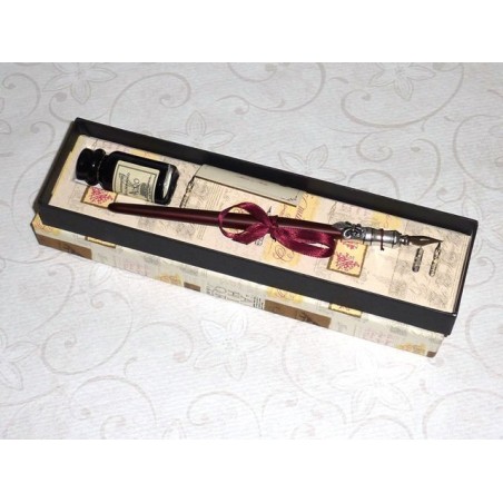 Penna per calligrafia in legno e peltro