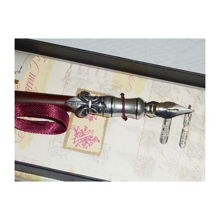 Stylo calligraphie bois et étain