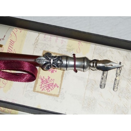 Penna per calligrafia in legno e peltro