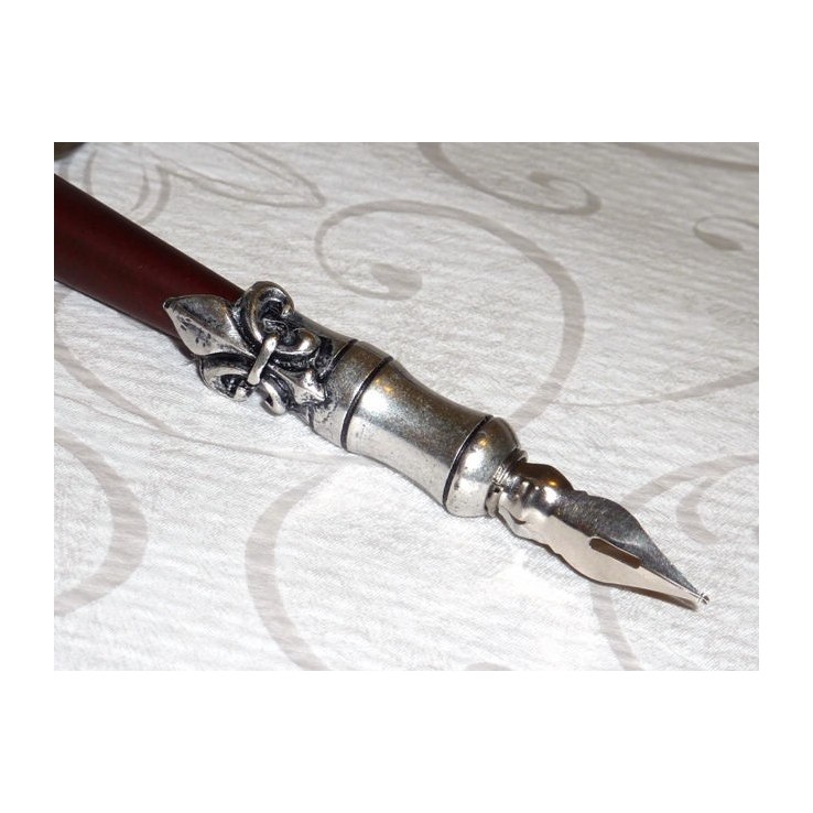 Penna per calligrafia in legno e peltro