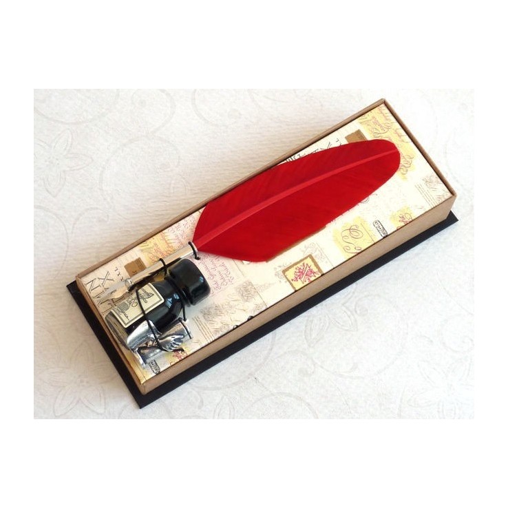 Red feather calligraphy pen - small