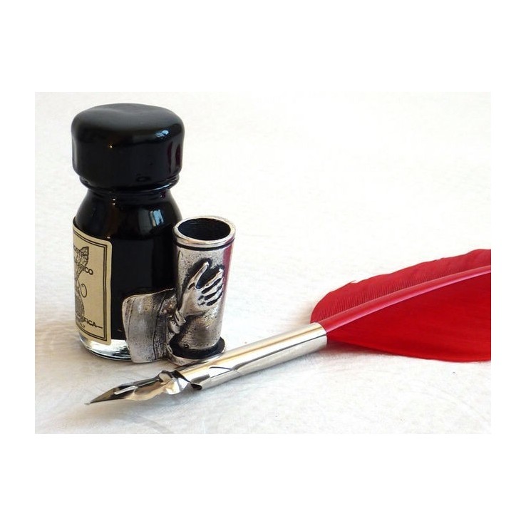 Stylo calligraphie plume rouge - petit