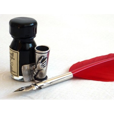 Penna calligrafica piuma rossa - piccola