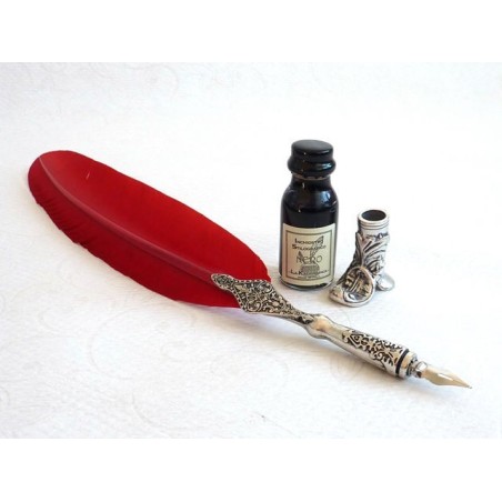 Red Feather Pen, Boot Holder & Ink