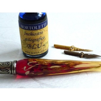 Gold Leaf Glass Calligraphy Pen & Ink